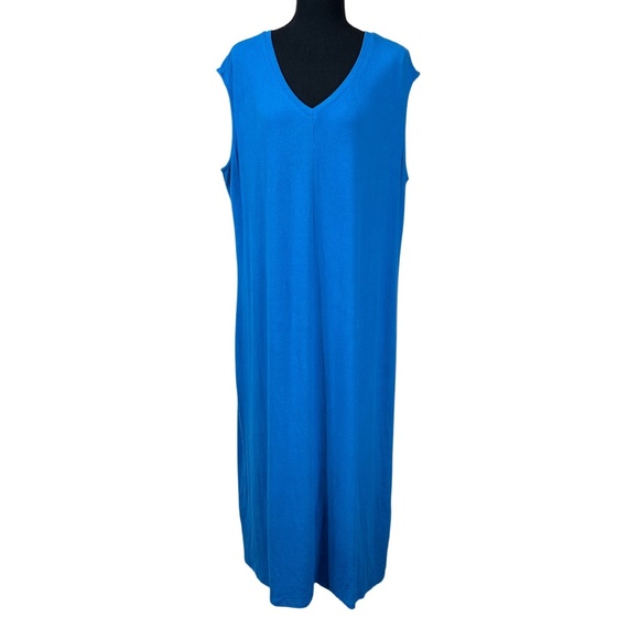 Philosophy NWT Blue Sleeveless V-Neck Viscose Maxi Dress Plus Size 2X/TTG - Picture 1 of 8